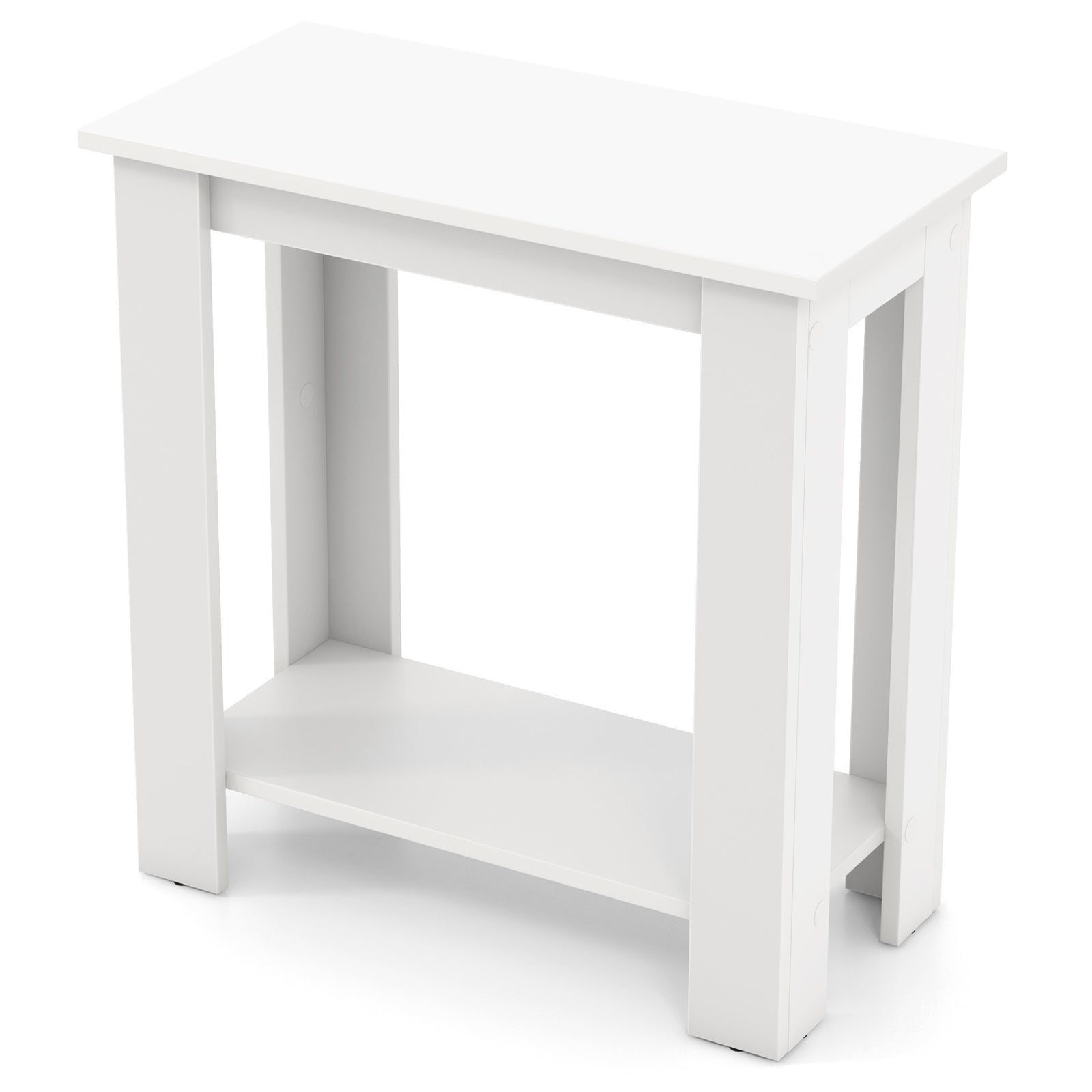 2-Tier Modern Compact End Table with Storage Shelf, White End & Side Tables   at Gallery Canada