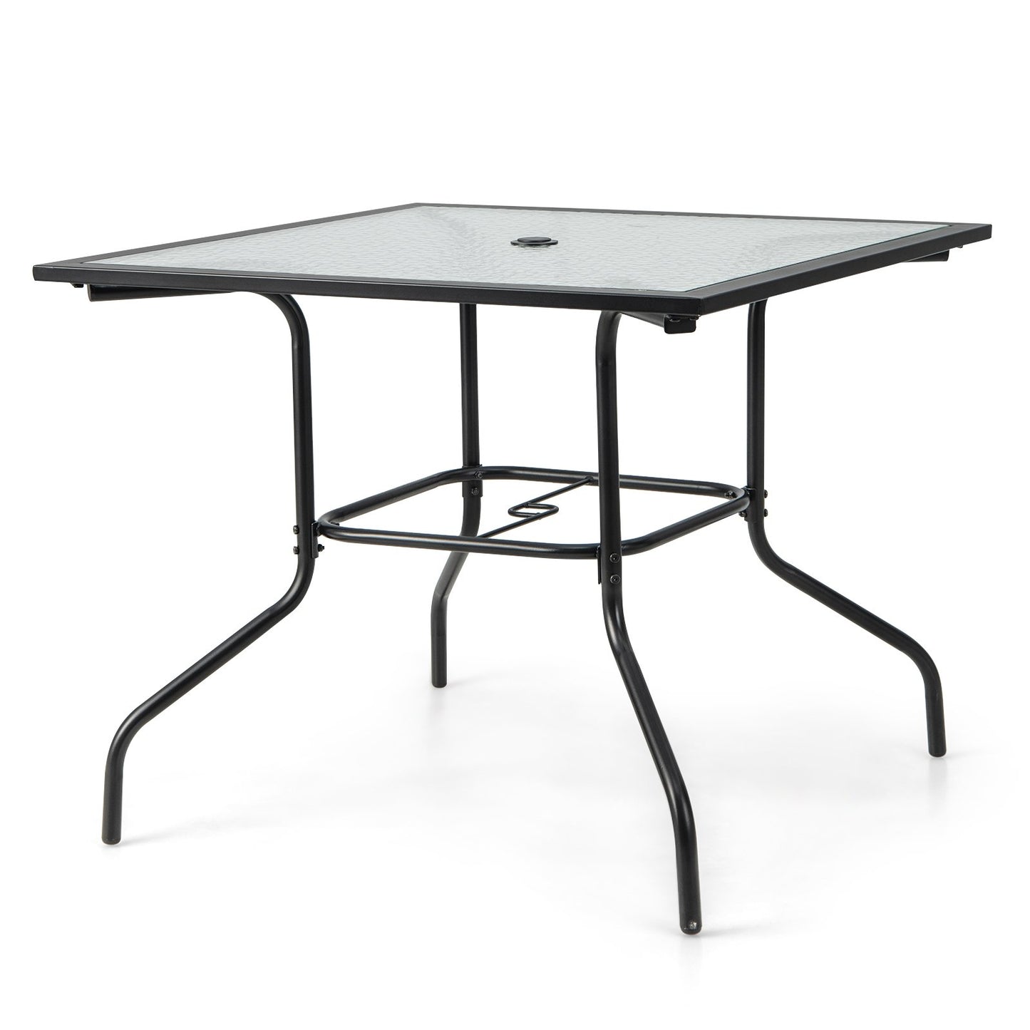 35 x 35 Inch Patio Dining Table with 1.5" Umbrella Hole (Umbrella NOT Included), Black - Gallery Canada