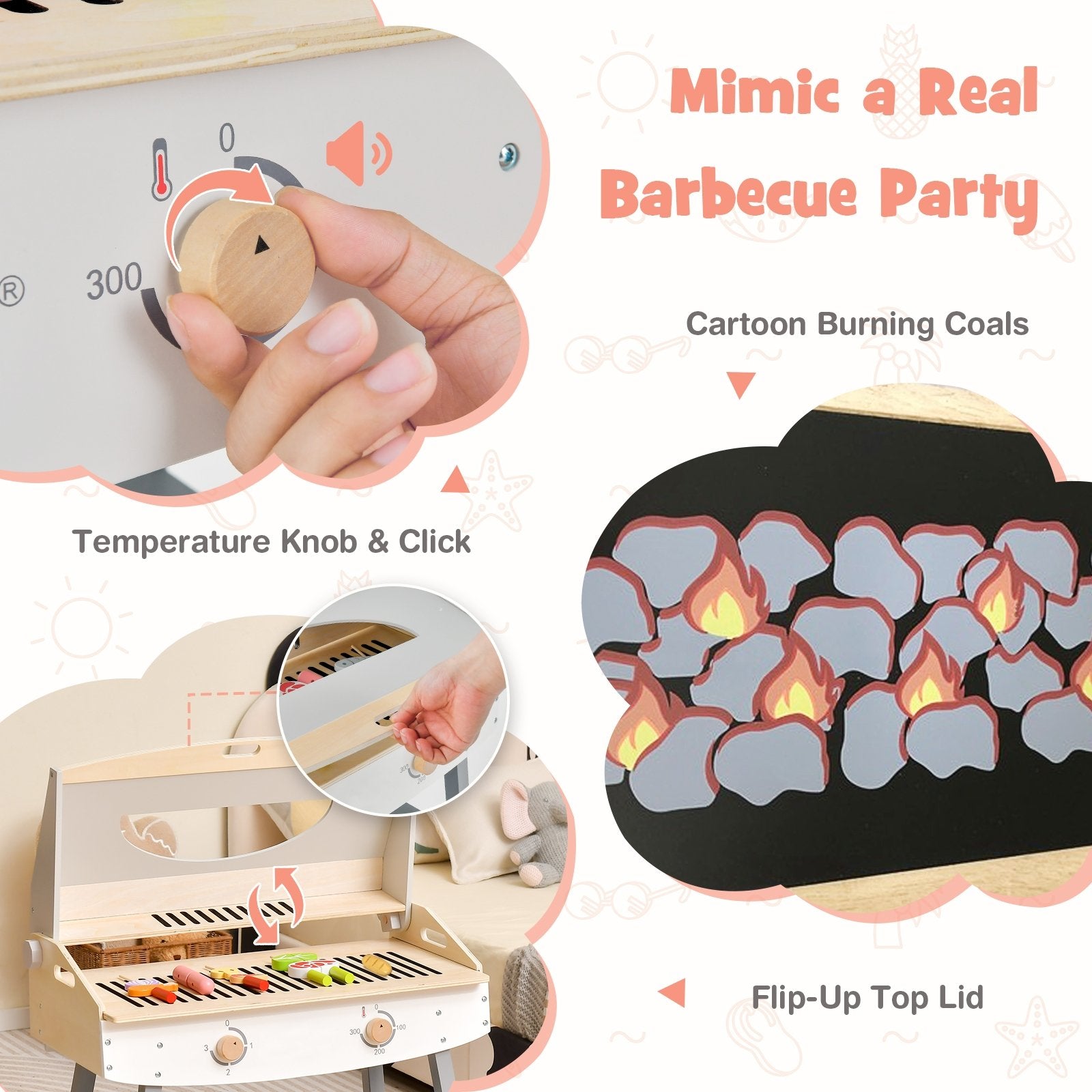 Kids Barbecue Grill Playset for Girls and Boys Aged 3+, Multicolor Pretend Toys   at Gallery Canada