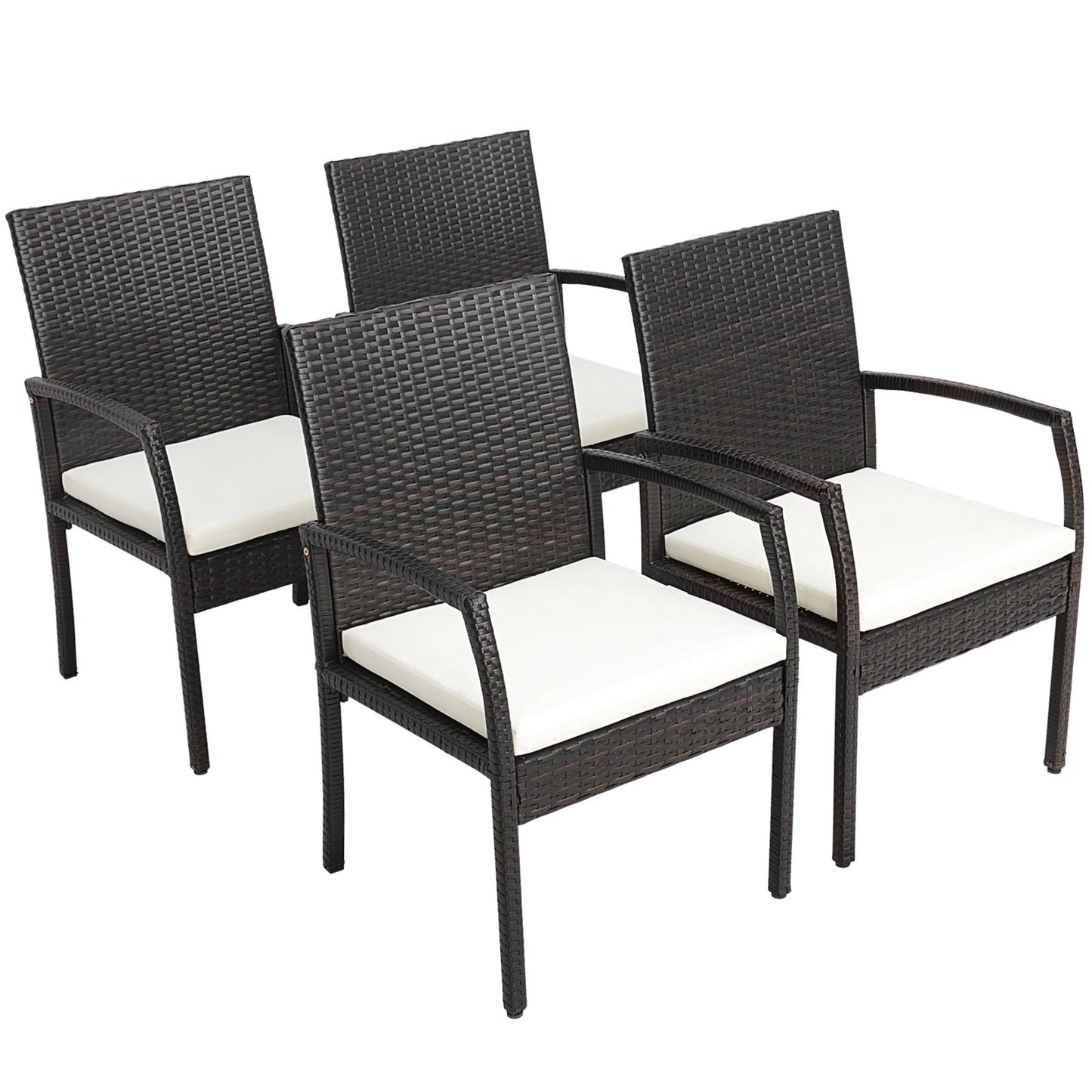 7 Pieces Patio Rattan Dining Set with Umbrella Hole-L-shaped Handrail Patio Dining Sets   at Gallery Canada