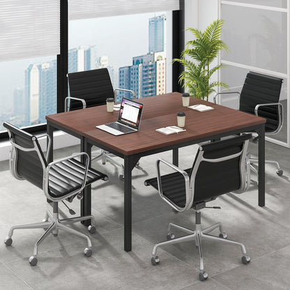 55 Inch Conference Table with Heavy-duty Metal Frame, Brown Writing Desks   at Gallery Canada