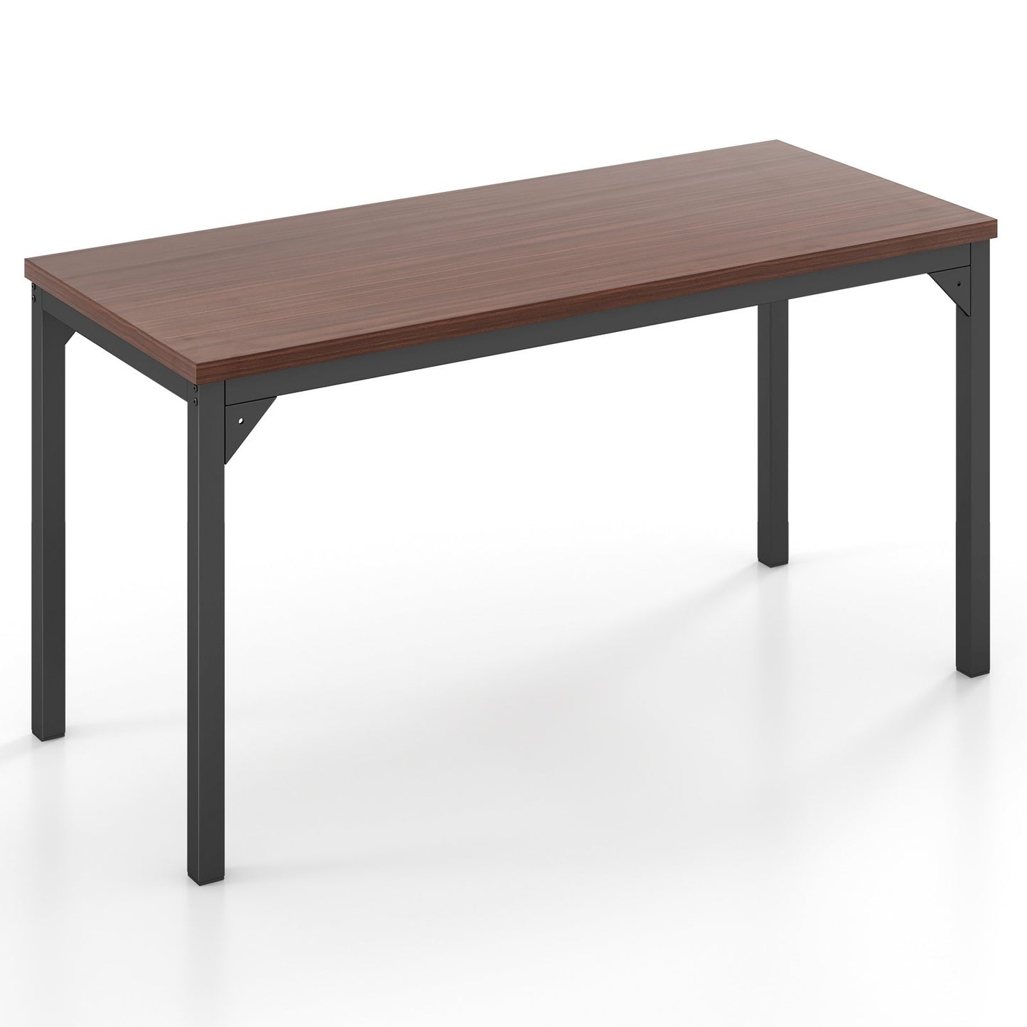 55 Inch Conference Table with Heavy-duty Metal Frame, Brown Writing Desks   at Gallery Canada