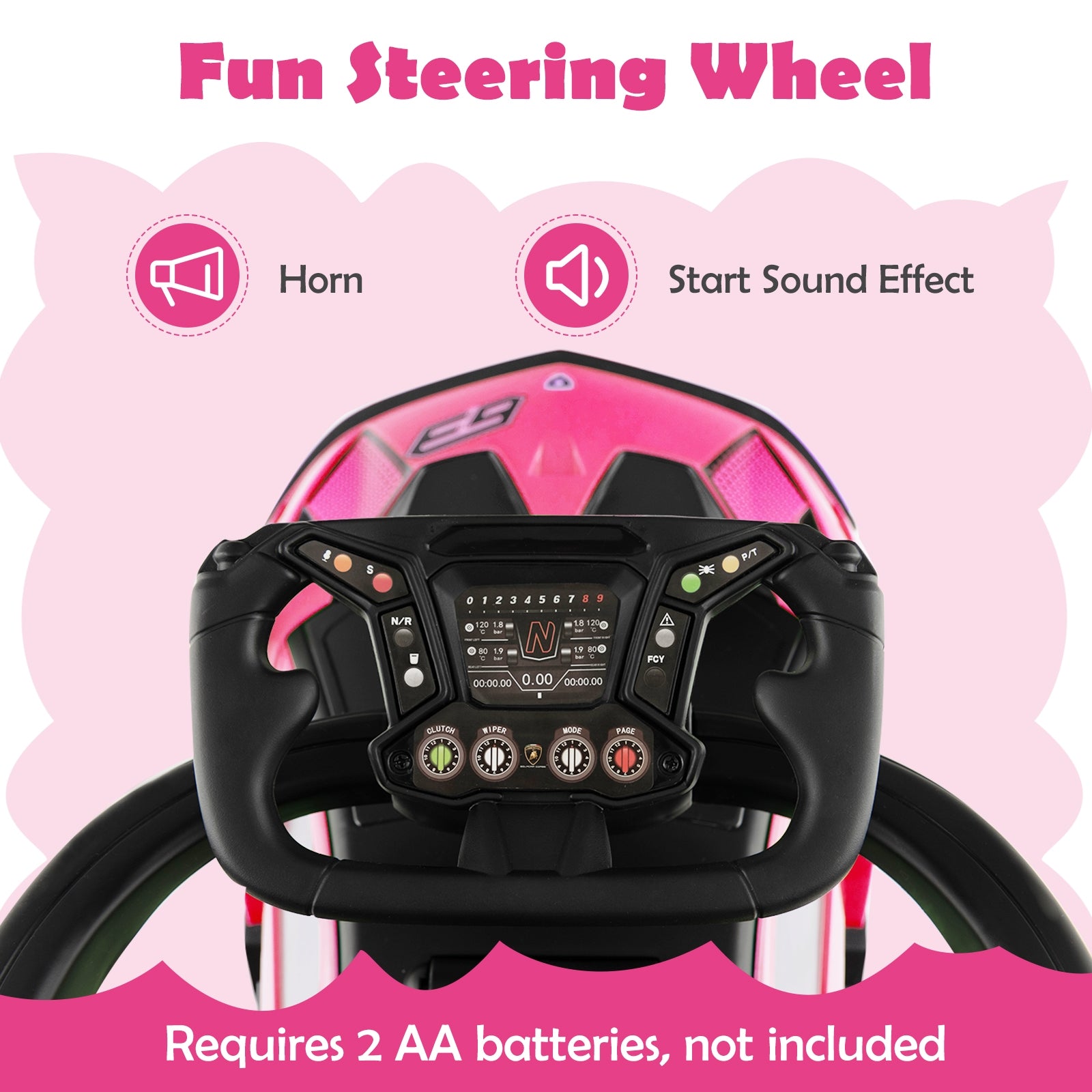 3-in-1 Licensed Lamborghini Ride on Push Car with Handle Guardrail, Pink Push & Pedal Ride On Toys at Gallery Canada