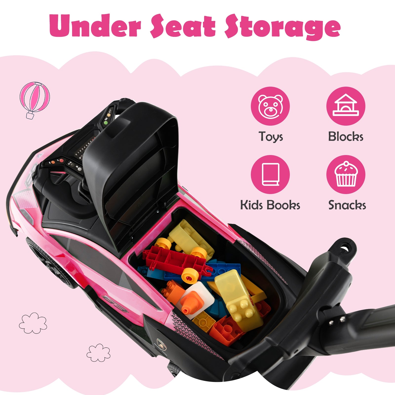 3-in-1 Licensed Lamborghini Ride on Push Car with Handle Guardrail, Pink Push & Pedal Ride On Toys at Gallery Canada