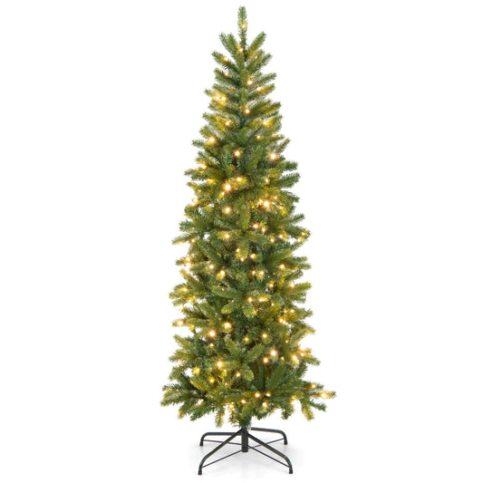 Pencil Christmas Tree with 180 Warm White and Multi-color LED Lights, Green - Gallery Canada