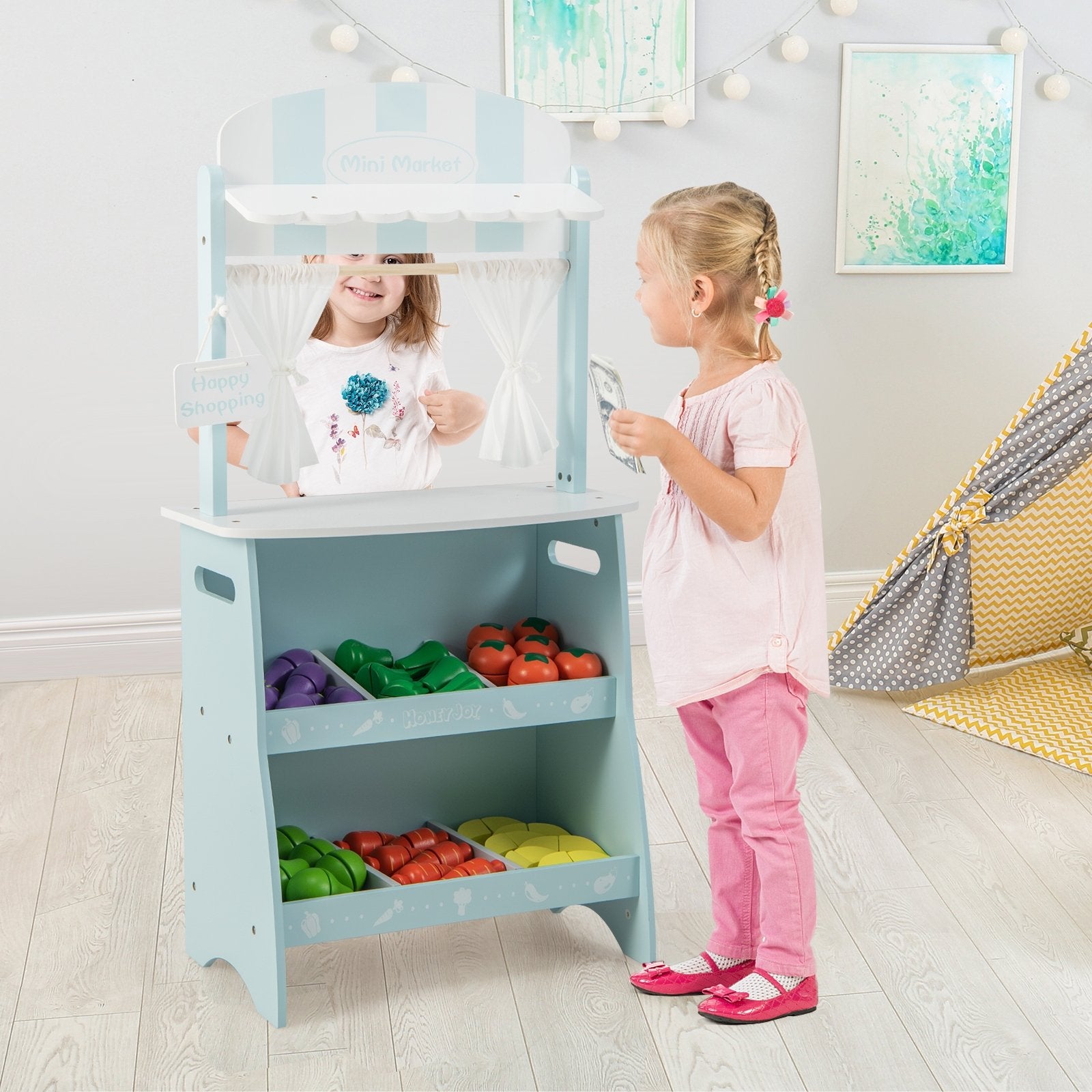 Kid's Farmers Market Stand, Blue Play Kitchen Sets   at Gallery Canada