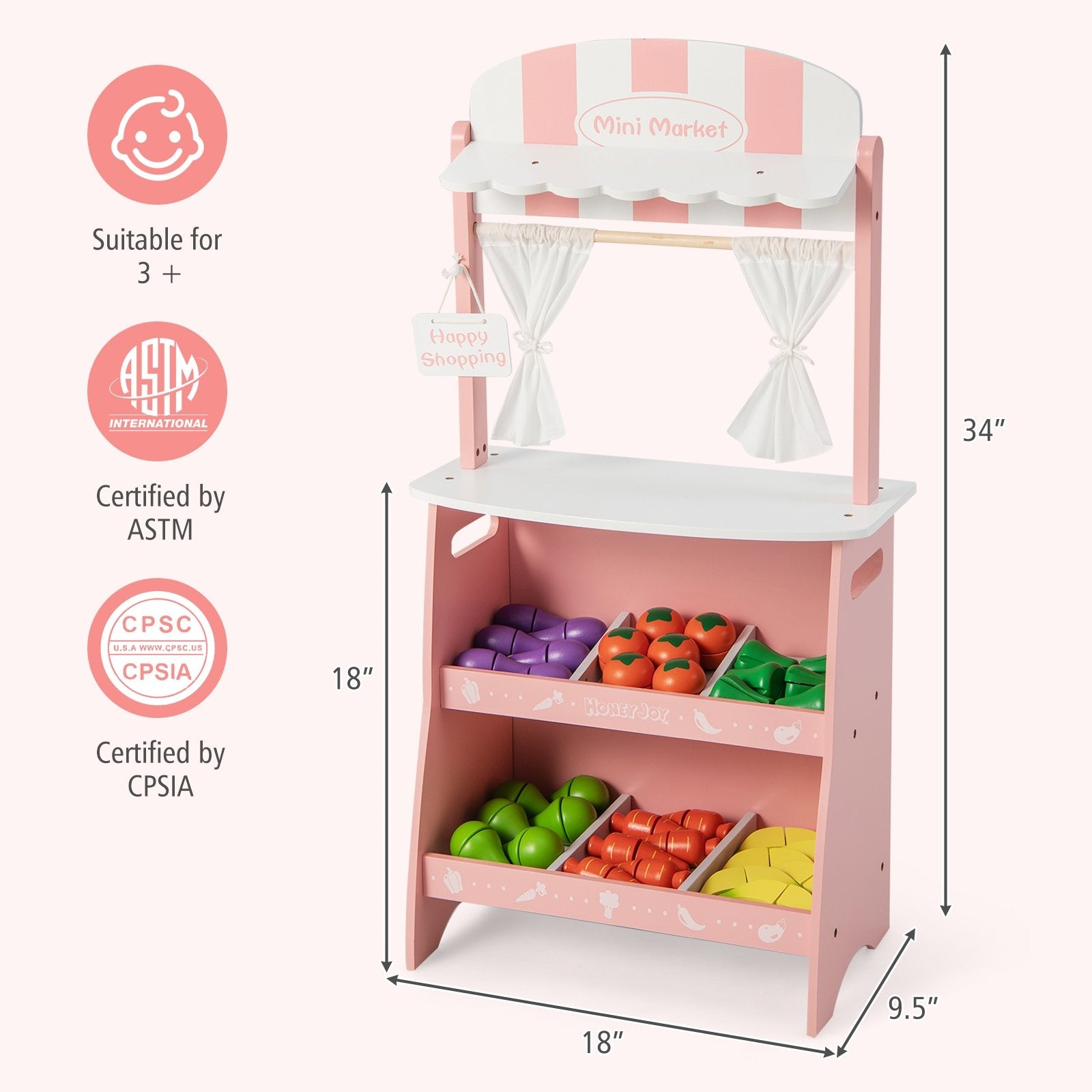 Kid's Farmers Market Stand, Pink Play Kitchen Sets   at Gallery Canada