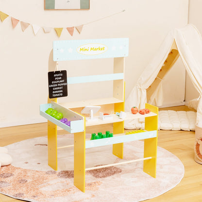 Kid's Pretend Play Grocery Store with Cash Register and Blackboard, Blue Play Kitchen Sets   at Gallery Canada