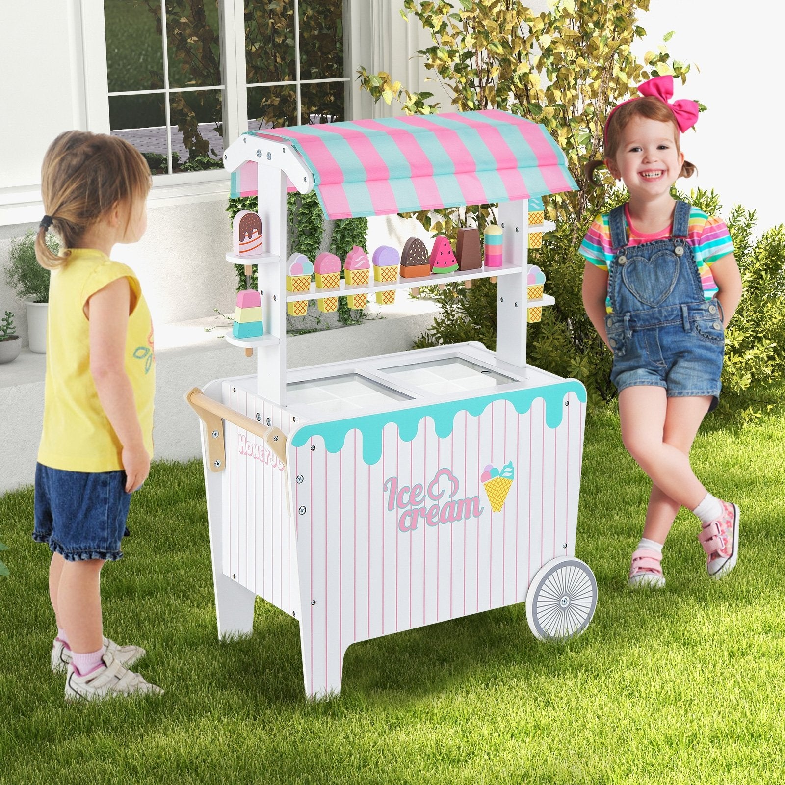 Kid's Ice Cream Cart Playset with Display Rack and Accessories, Multicolor Play Kitchen Sets   at Gallery Canada