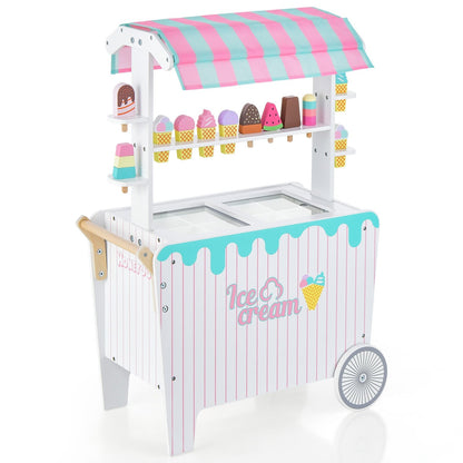 Kid's Ice Cream Cart Playset with Display Rack and Accessories, Multicolor Play Kitchen Sets   at Gallery Canada