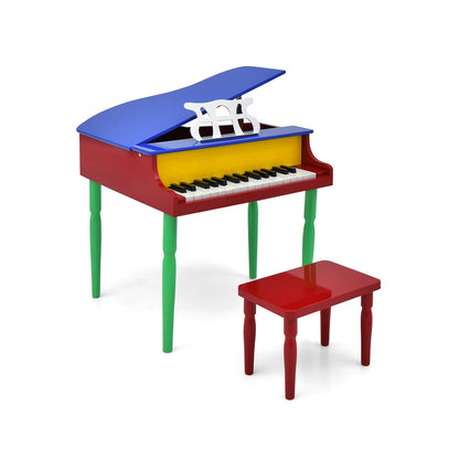 30-Key Wood Toy Kids Grand Piano with Bench and Music Rack, Multicolor Pianos & Keyboards   at Gallery Canada