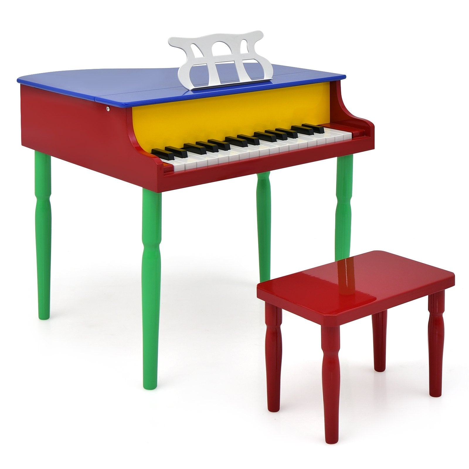 30-Key Wood Toy Kids Grand Piano with Bench and Music Rack, Multicolor Pianos & Keyboards   at Gallery Canada