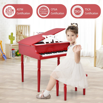 30-Key Wood Toy Kids Grand Piano with Bench and Music Rack, Red Pianos & Keyboards   at Gallery Canada