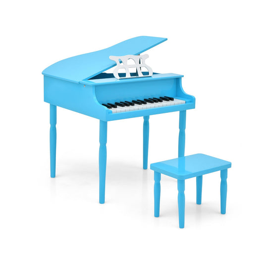 30-Key Wood Toy Kids Grand Piano with Bench and Music Rack, Blue - Gallery Canada