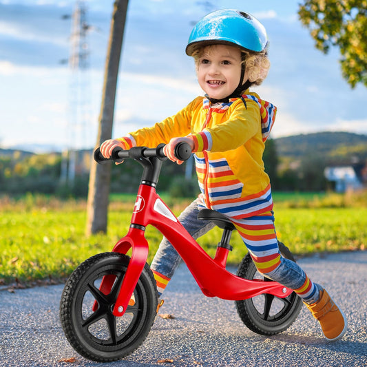 Kids Balance Bike with Rotatable Handlebar and Adjustable Seat Height, Red - Gallery Canada