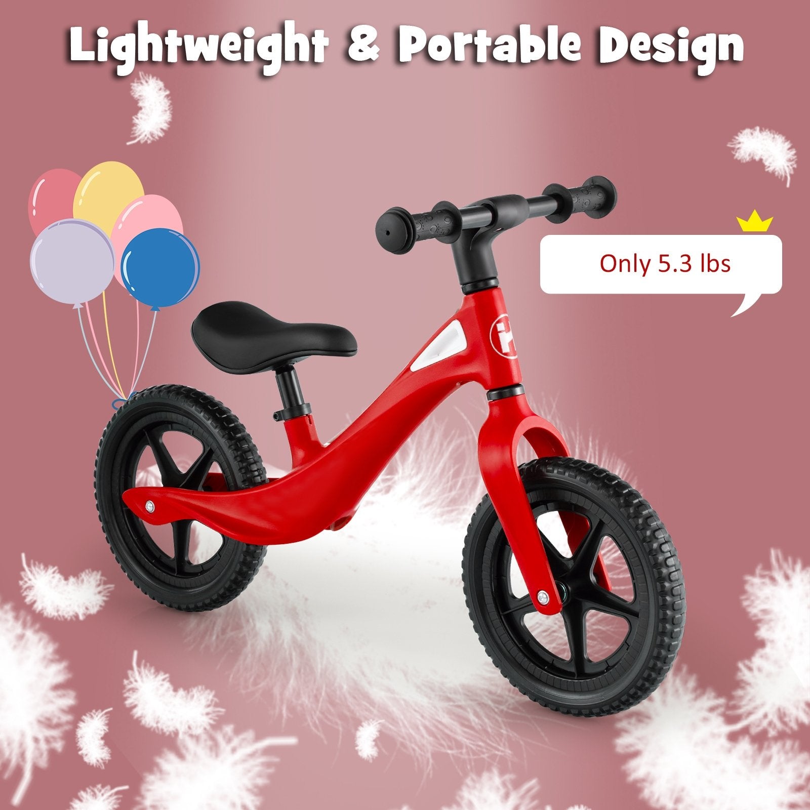 Kids Balance Bike with Rotatable Handlebar and Adjustable Seat Height, Red Balance Bikes   at Gallery Canada
