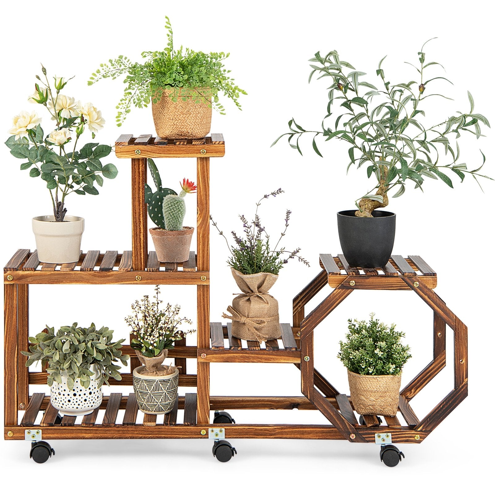 6-Layer Wooden Plant Stand for 8 Pots, Brown - Gallery Canada