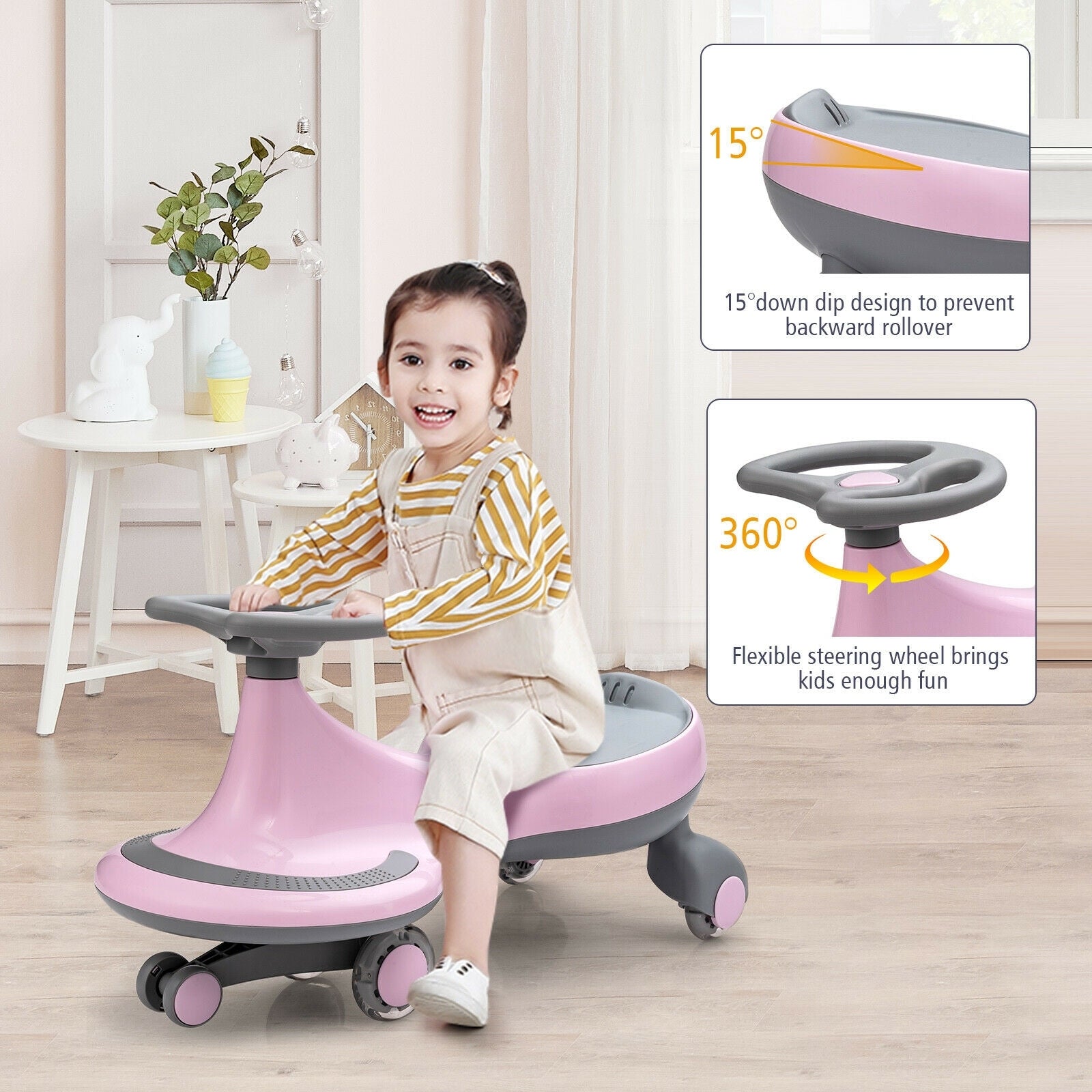 Wiggle Car Ride-on Toy with Flashing Wheels, Pink Push & Pedal Ride On Toys at Gallery Canada
