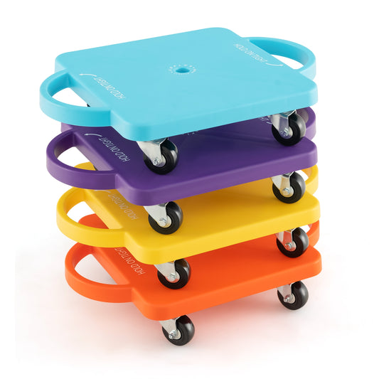 4/6-Pack Kids Sitting Scooter Board with Handles and Rolling Casters-4 Pack, Multicolor Scooters Multicolor  at Gallery Canada