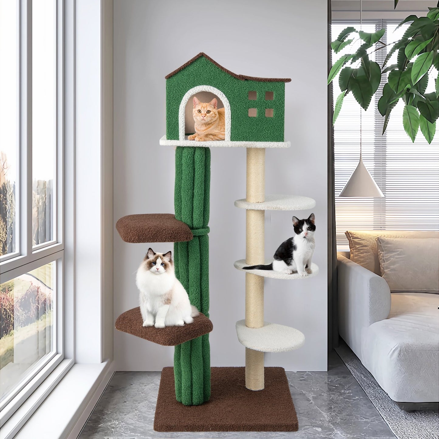 Multi-level Cat Tree with Condo andand Anti-tipping Device, Green - Gallery Canada