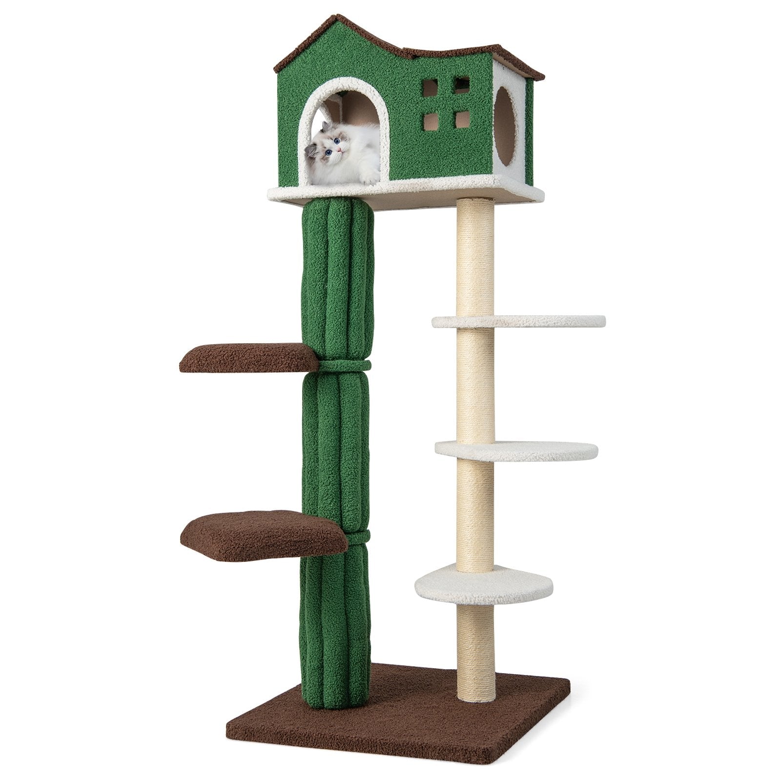 Multi-level Cat Tree with Condo andand Anti-tipping Device, Green Cat Trees Condos & Scratchers   at Gallery Canada