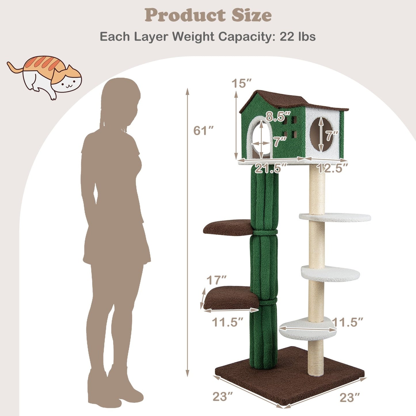 Multi-level Cat Tree with Condo andand Anti-tipping Device, Green Cat Trees Condos & Scratchers   at Gallery Canada