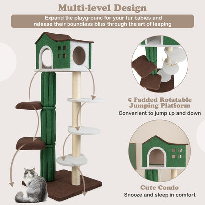 Multi-level Cat Tree with Condo andand Anti-tipping Device, Green Cat Trees Condos & Scratchers   at Gallery Canada