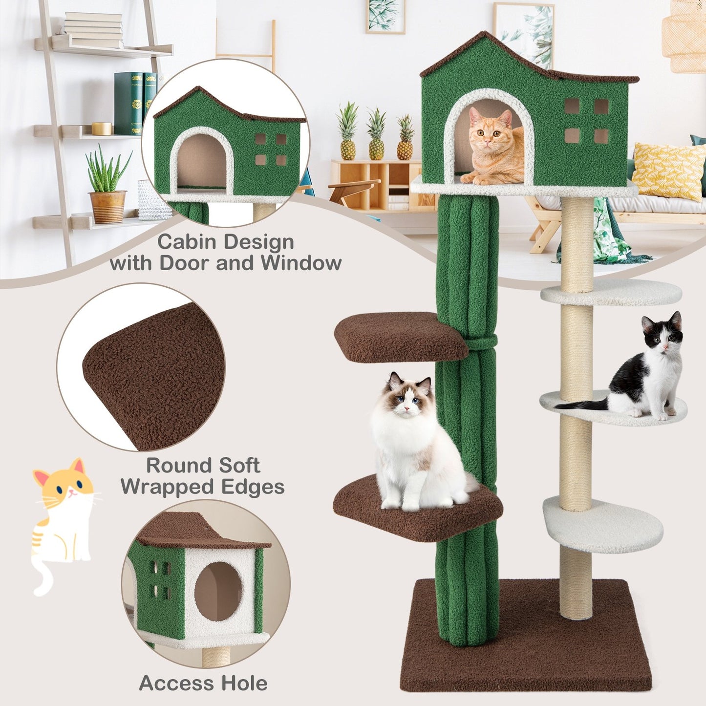 Multi-level Cat Tree with Condo andand Anti-tipping Device, Green Cat Trees Condos & Scratchers   at Gallery Canada