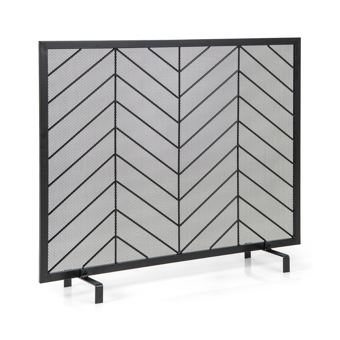 38 x 31 Inch Single Panel Fireplace Screen, Black Fireplace Tools   at Gallery Canada