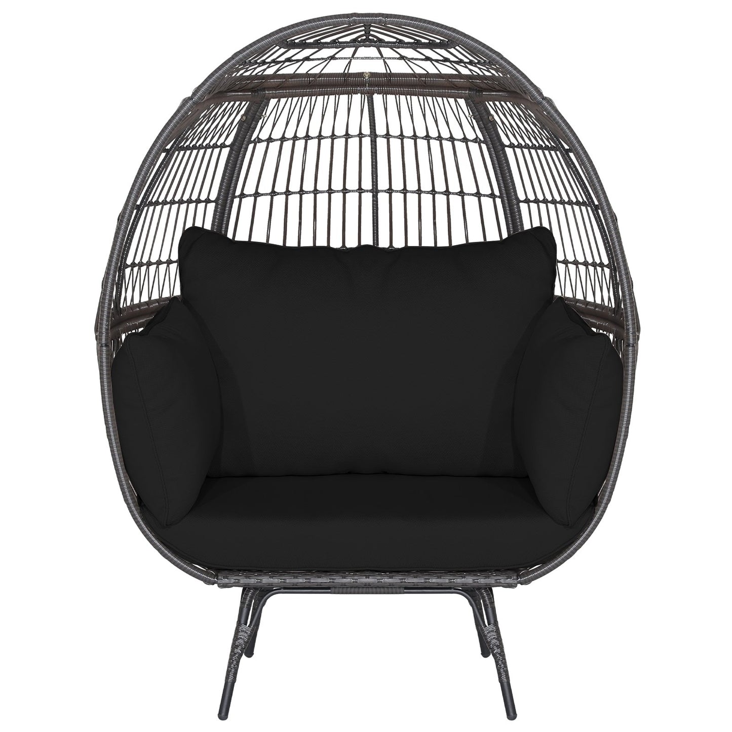 Oversized Indoor Wicker Egg Chair with Sturdy Metal Frame for Patio, Black Outdoor Chaise Lounges   at Gallery Canada