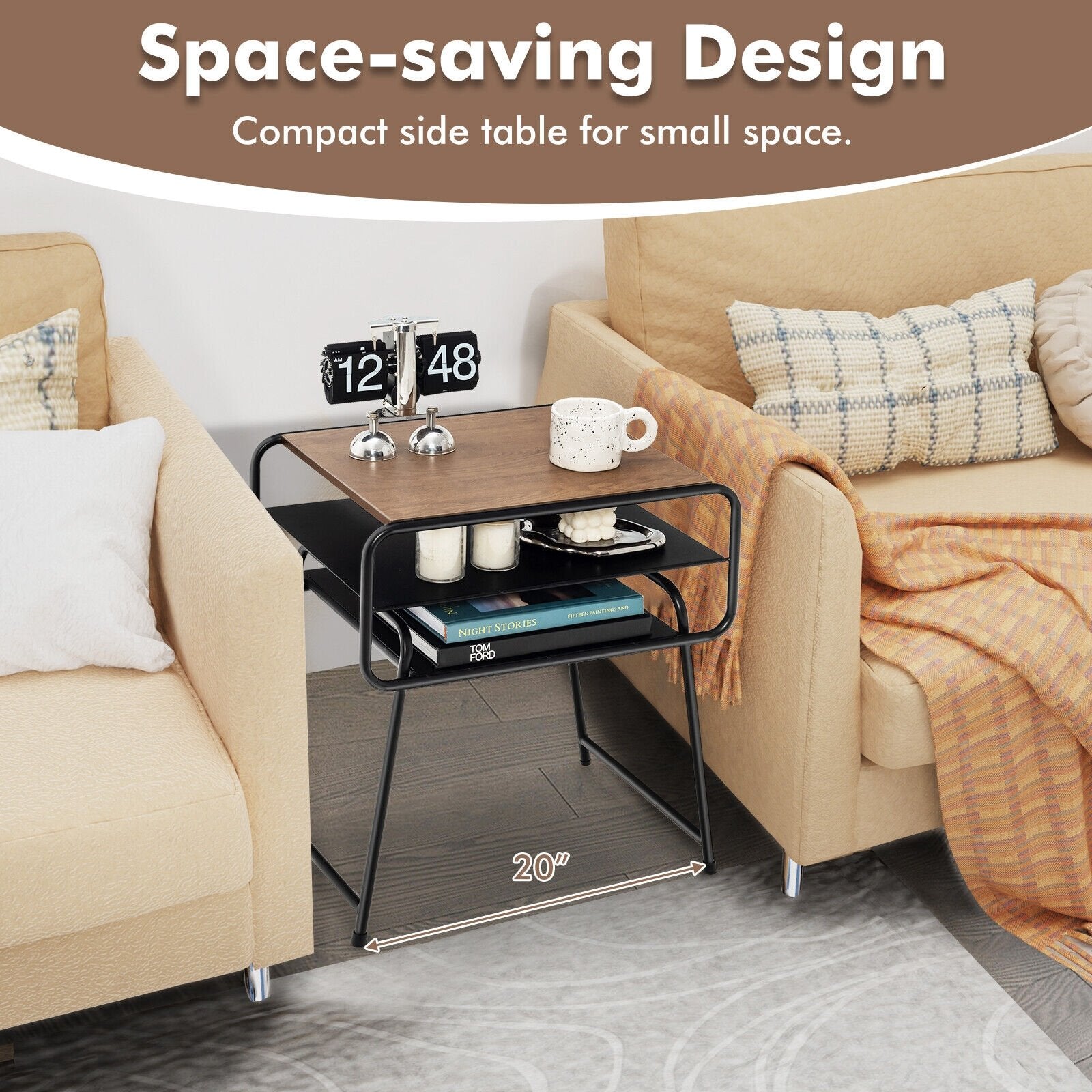 3-tier Compact Side End Table with Storage Shelf, Coffee End & Side Tables   at Gallery Canada