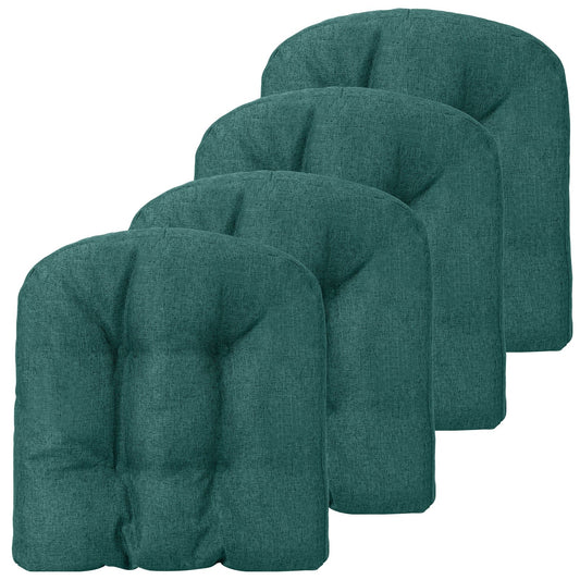 4 Pack 17.5" x 17" U-Shaped Chair Pads with Polyester Cover, Green - Gallery Canada
