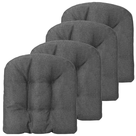 4 Pack 17.5 x 17 Inch U-Shaped Chair Pads with Polyester Cover, Gray - Gallery Canada