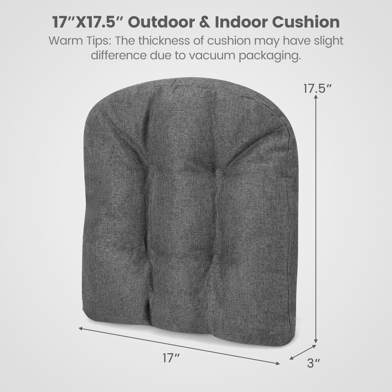 4 Pack 17.5 x 17 Inch U-Shaped Chair Pads with Polyester Cover, Gray Outdoor Furniture Accessories   at Gallery Canada