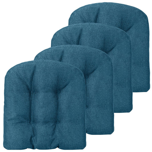 4 Pack 17.5 x 17 Inch U-Shaped Chair Pads with Polyester Cover, Navy - Gallery Canada