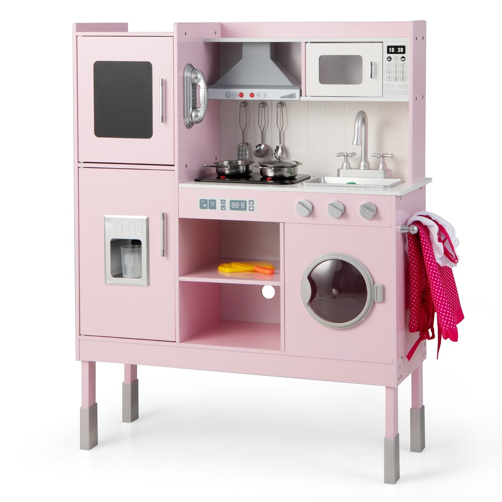 Pretend Play Kitchen for Kids with 16 Pieces Accessories, Pink Play Kitchen Sets   at Gallery Canada