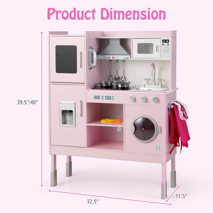 Pretend Play Kitchen for Kids with 16 Pieces Accessories, Pink Play Kitchen Sets   at Gallery Canada