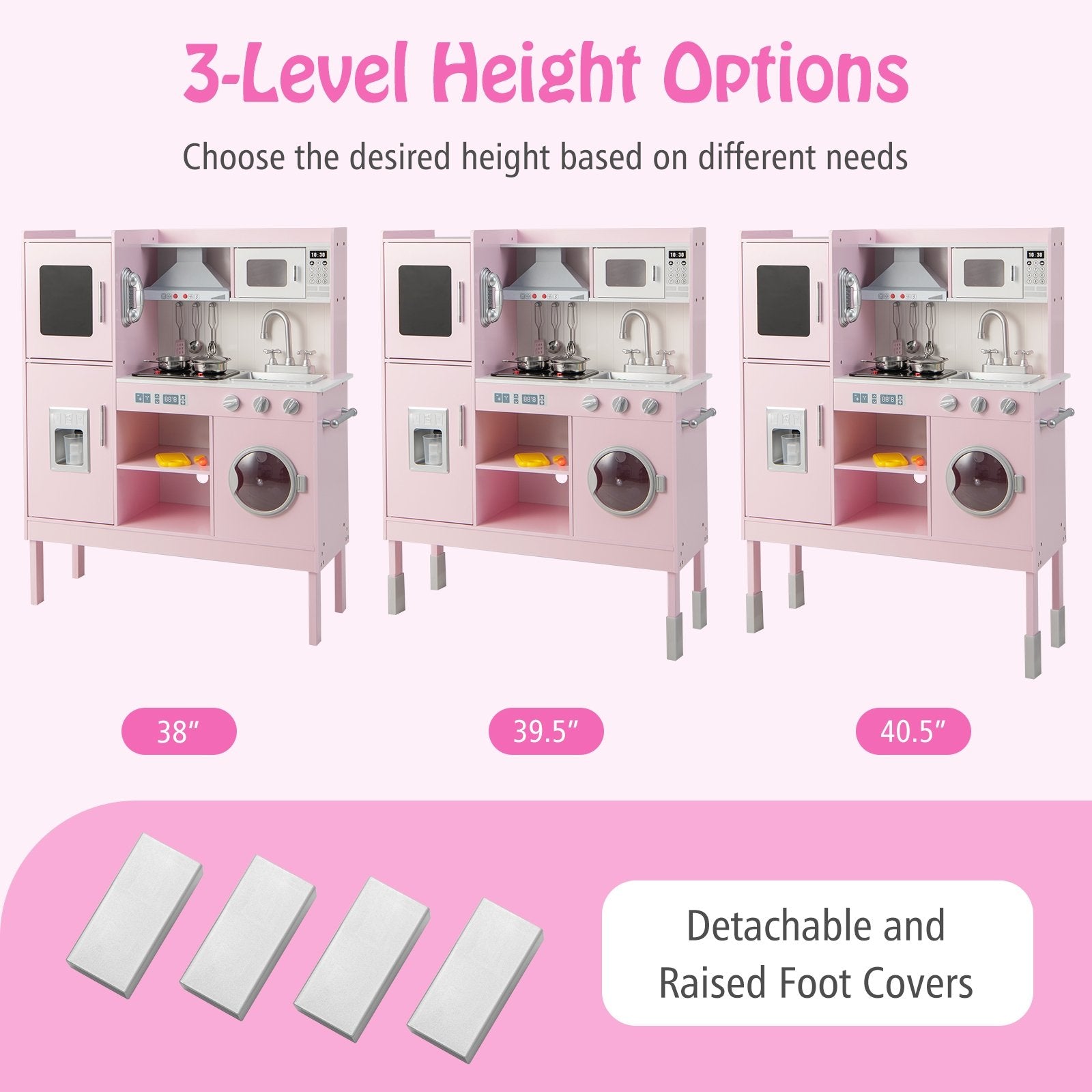 Pretend Play Kitchen for Kids with 16 Pieces Accessories, Pink Play Kitchen Sets   at Gallery Canada