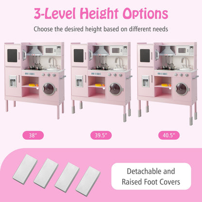 Pretend Play Kitchen for Kids with 16 Pieces Accessories, Pink Play Kitchen Sets   at Gallery Canada