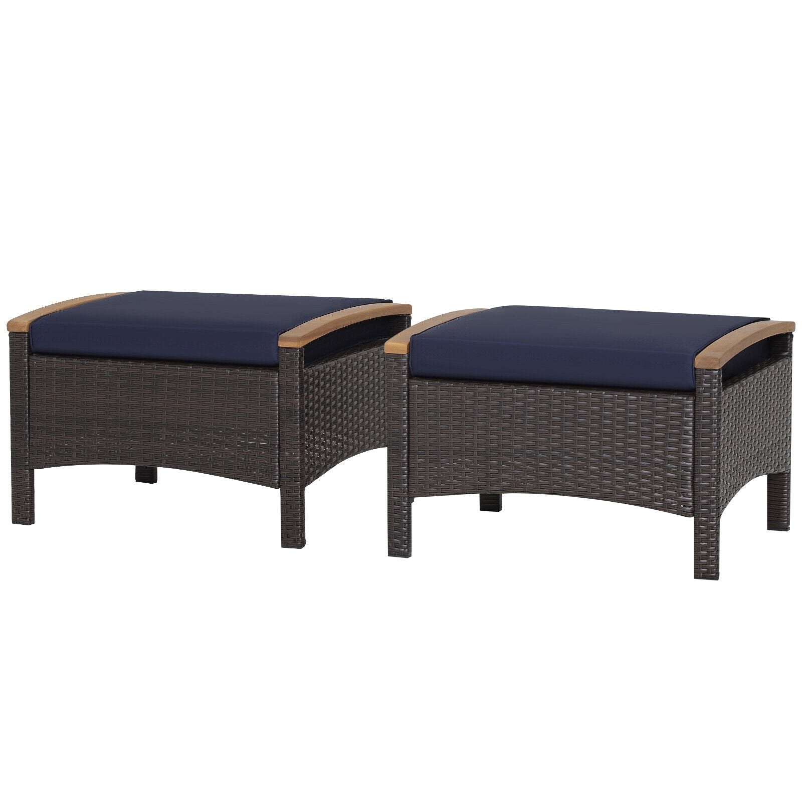 Set of 2 Fade-Resistant Wicker Patio Ottoman, Navy Outdoor Seating & Patio Chairs   at Gallery Canada