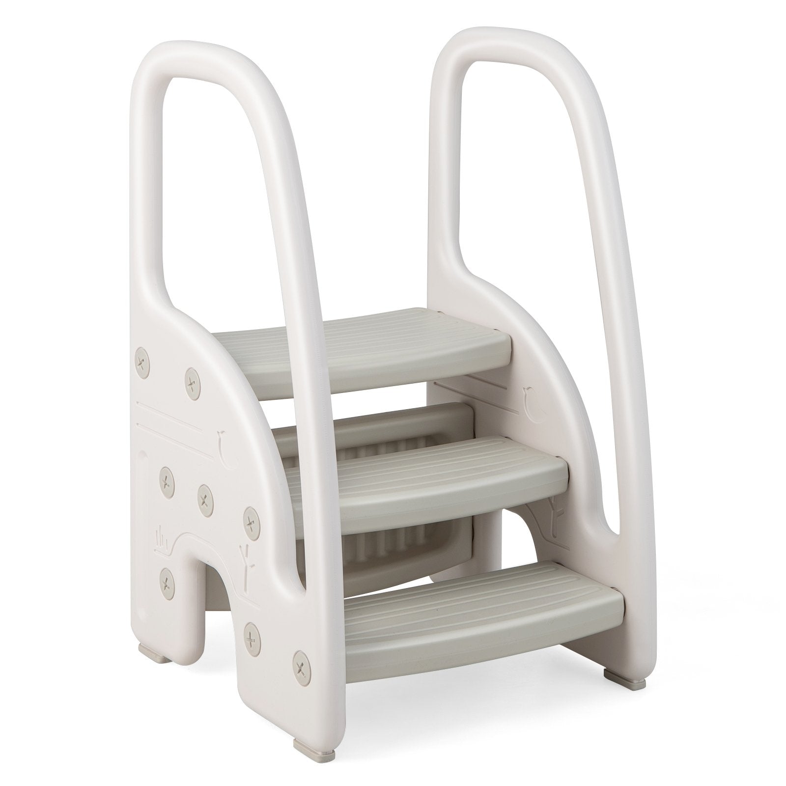 3-Step Stool with Safety Handles and Non-slip Pedals for Toddlers, Gray Toddler & Kids Furniture   at Gallery Canada