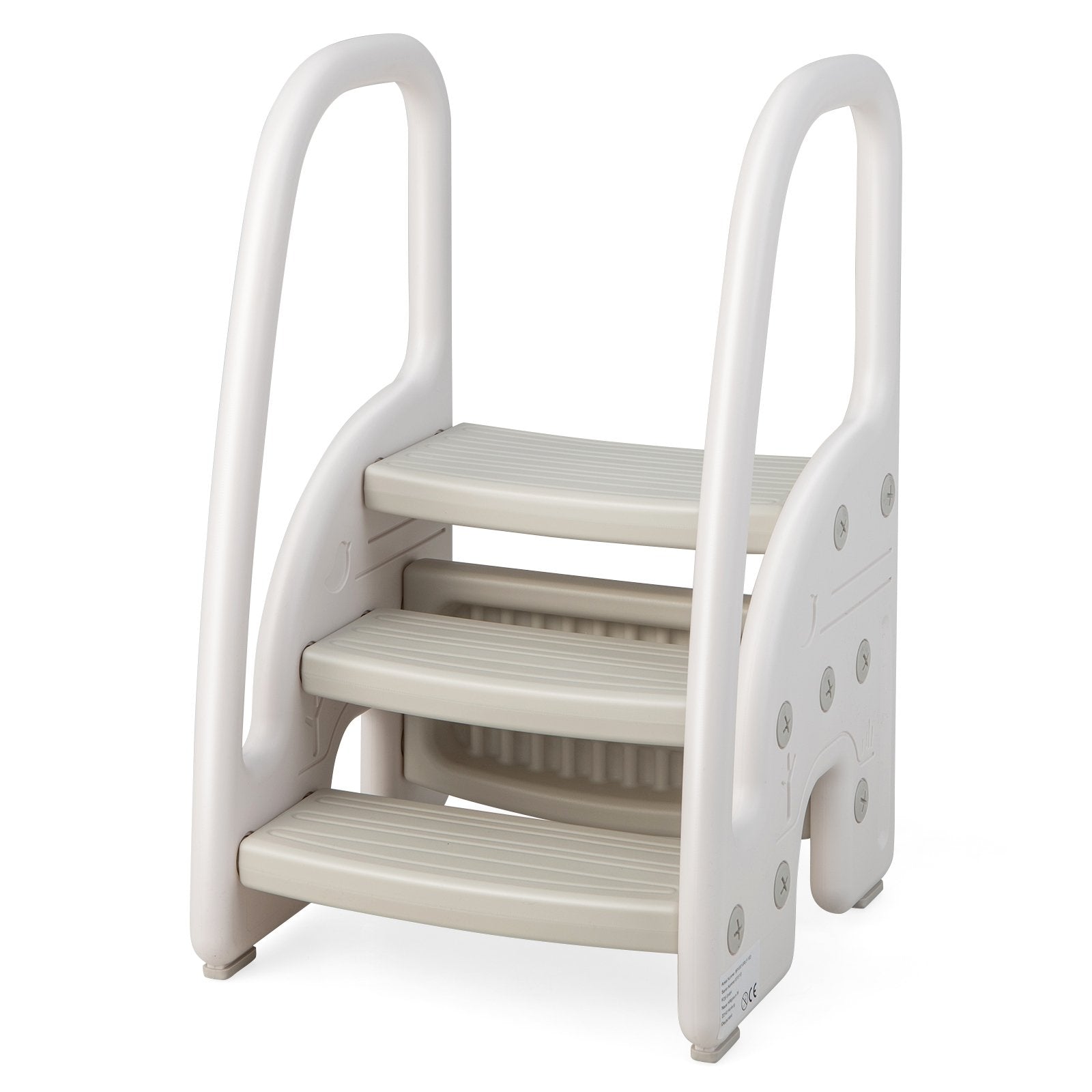 3-Step Stool with Safety Handles and Non-slip Pedals for Toddlers, Gray Toddler & Kids Furniture   at Gallery Canada