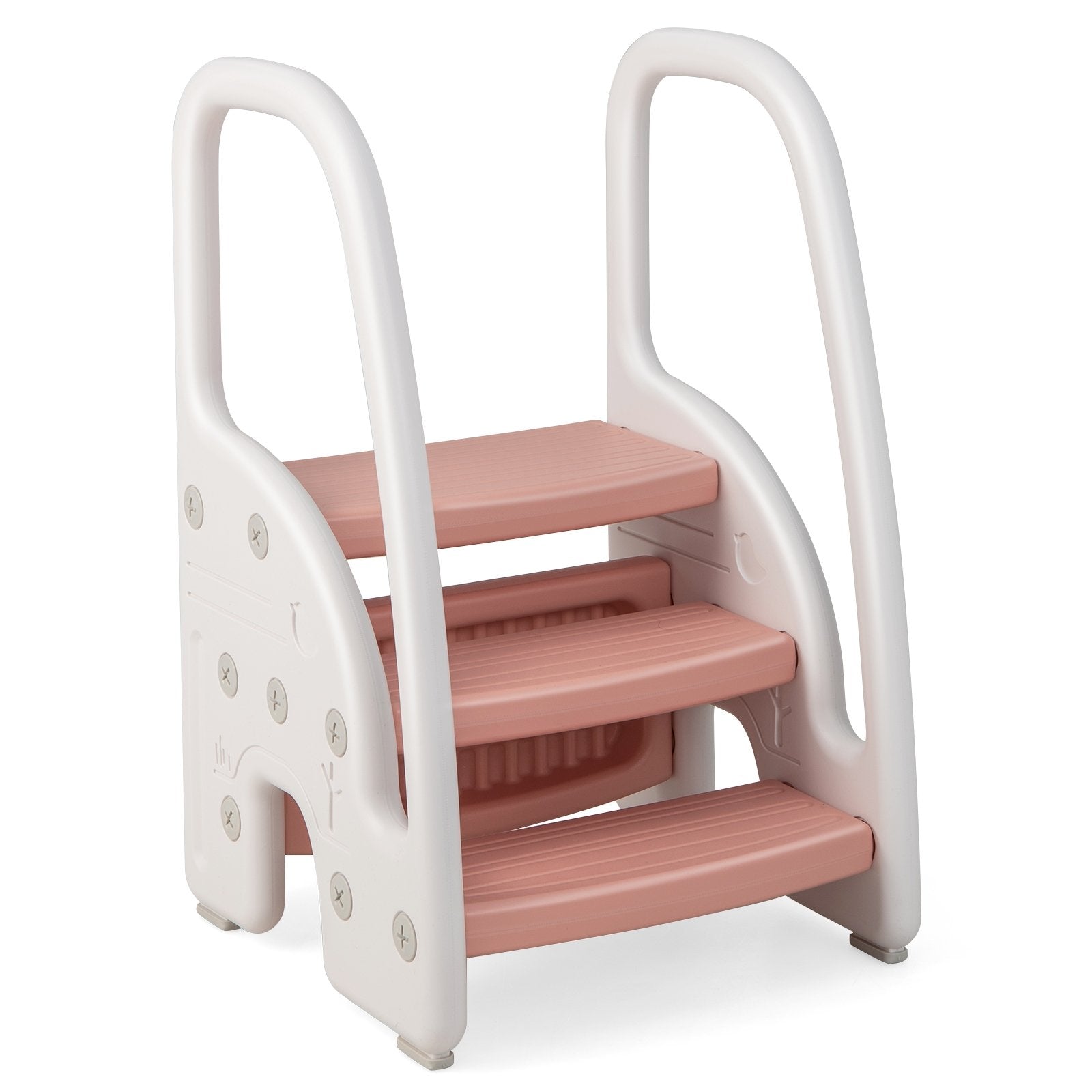 3-Step Stool with Safety Handles and Non-slip Pedals for Toddlers, Pink Toddler & Kids Furniture   at Gallery Canada