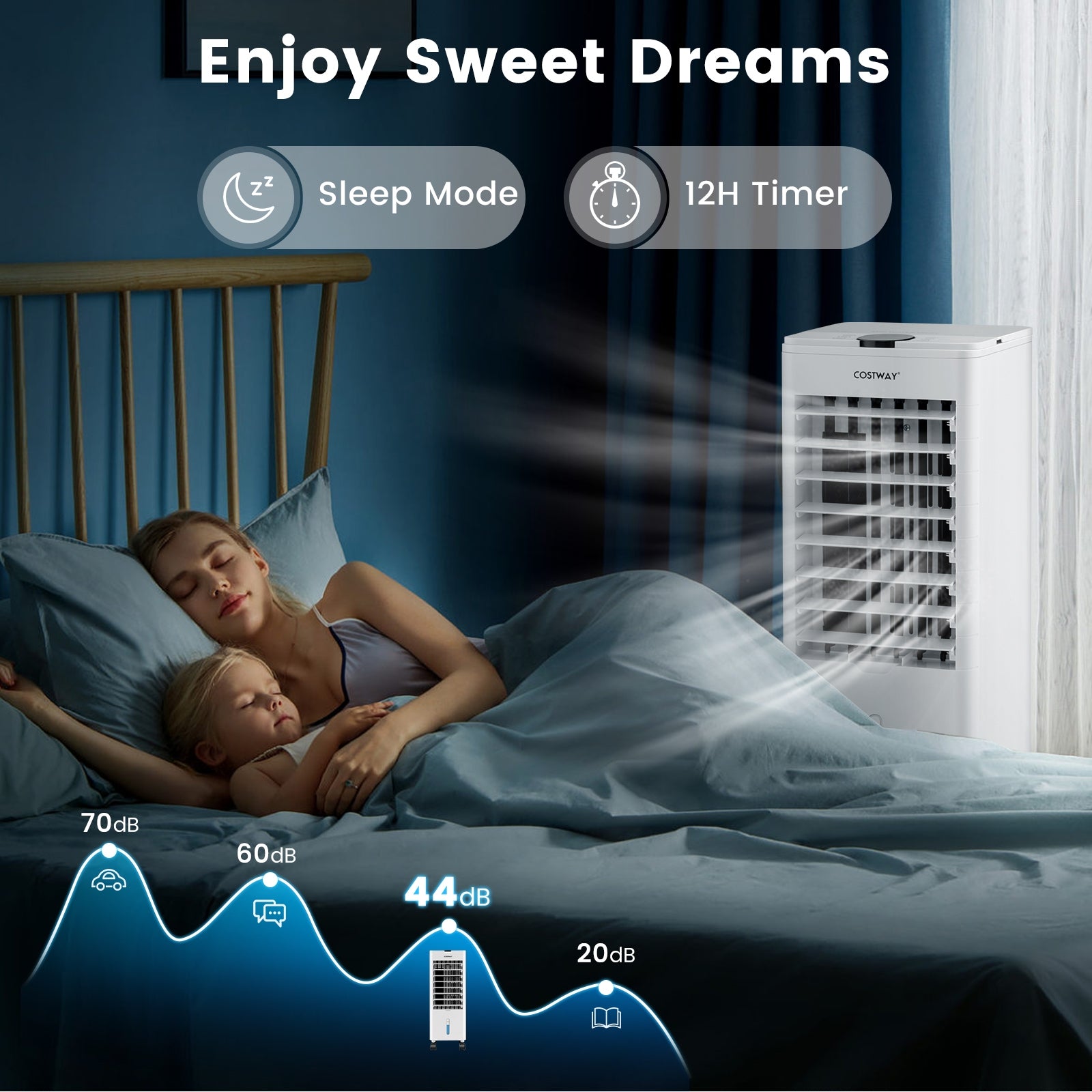 3-in-1 Evaporative Air Cooler with Remote for Home Office, White Air Coolers at Gallery Canada