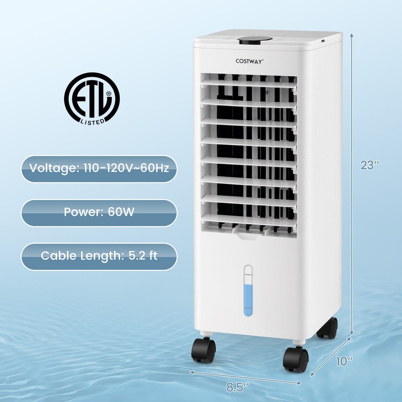 3-in-1 Evaporative Air Cooler with Remote for Home Office, White Air Coolers at Gallery Canada