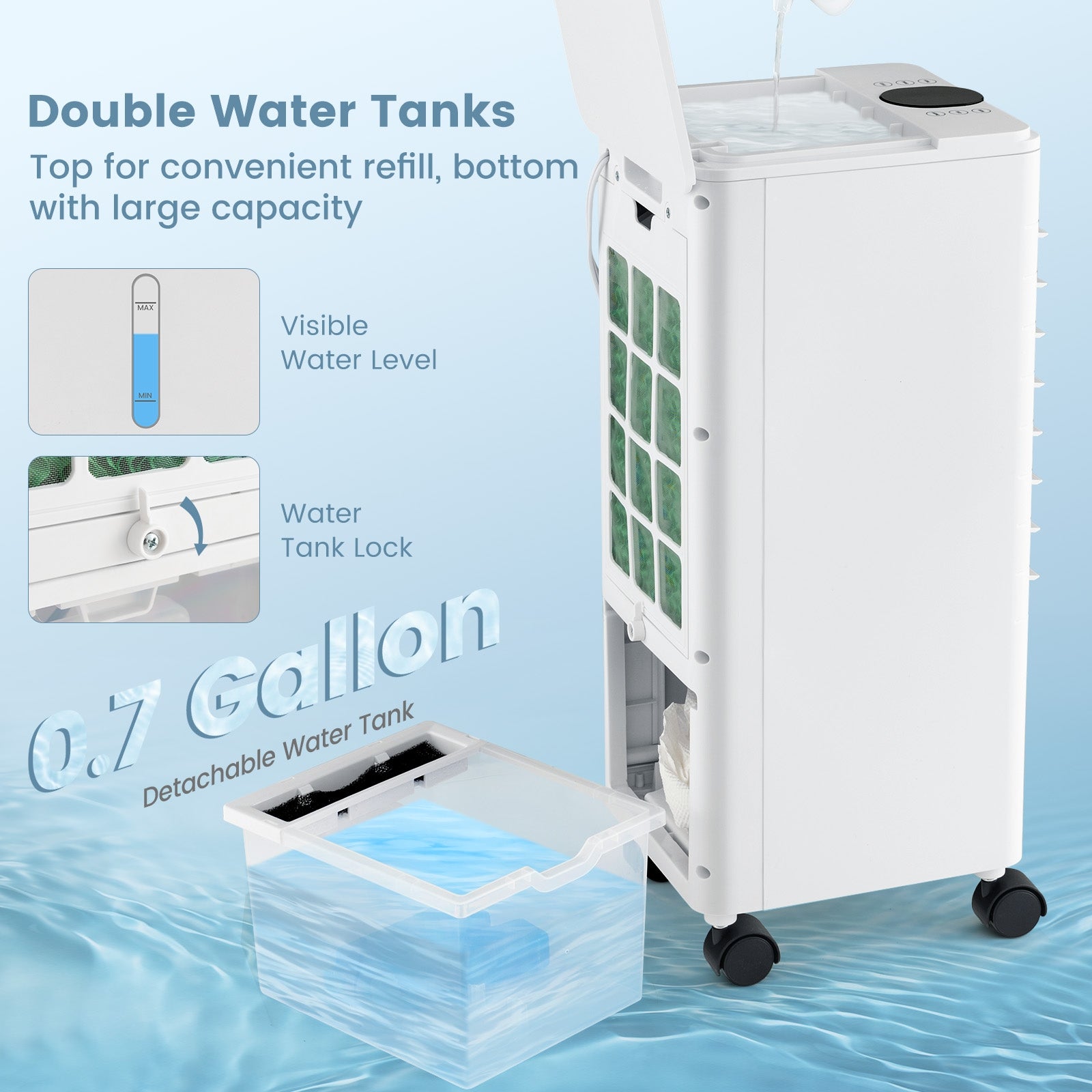 3-in-1 Evaporative Air Cooler with Remote for Home Office, White Air Coolers at Gallery Canada