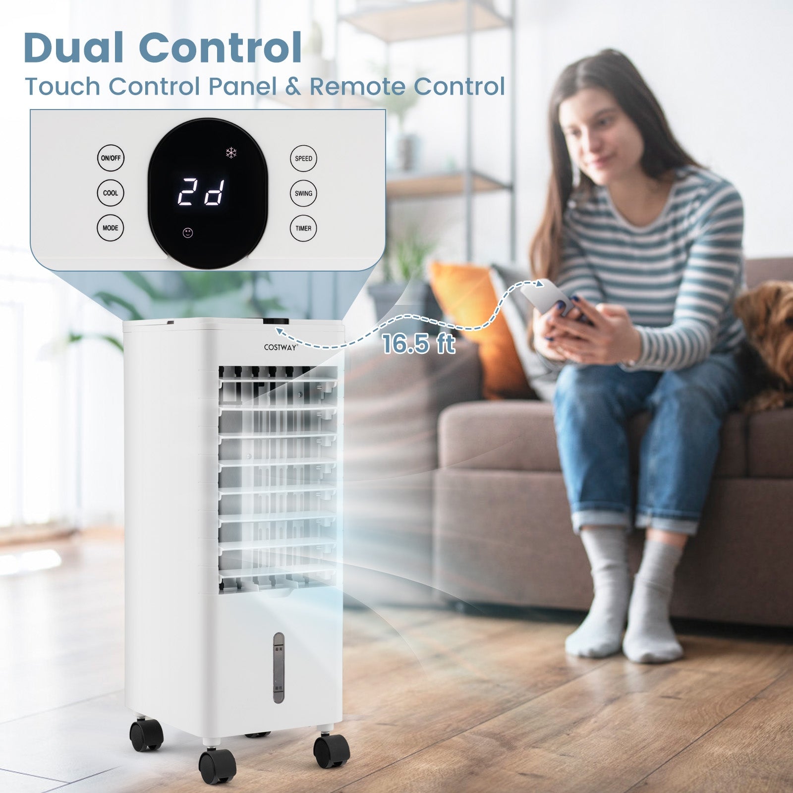 3-in-1 Evaporative Air Cooler with Remote for Home Office, White Air Coolers at Gallery Canada