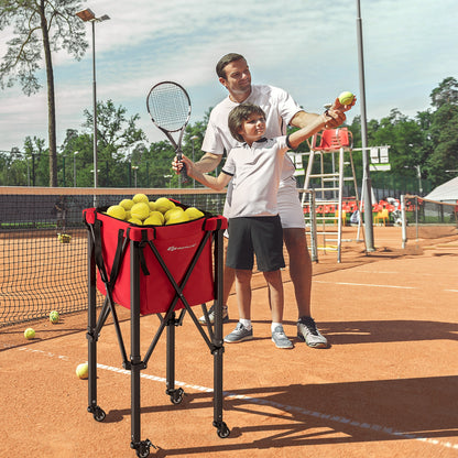 Lightweight Foldable Tennis Ball Teaching Cart with Wheels and Removable Bag, Red Sport Equipments   at Gallery Canada