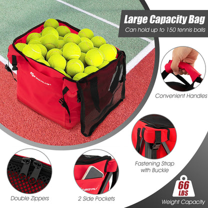 Lightweight Foldable Tennis Ball Teaching Cart with Wheels and Removable Bag, Red Sport Equipments   at Gallery Canada