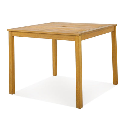 Square Acacia Wood Outdoor Dining Table with Umbrella Hole, Natural Patio Dining Tables   at Gallery Canada